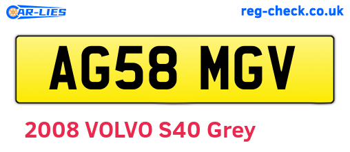AG58MGV are the vehicle registration plates.