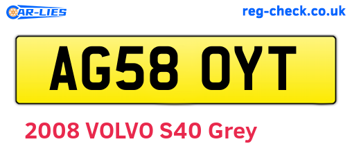 AG58OYT are the vehicle registration plates.