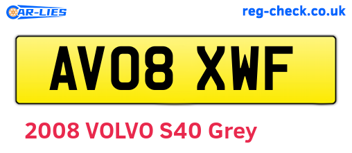 AV08XWF are the vehicle registration plates.