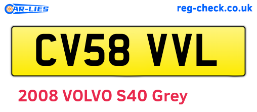 CV58VVL are the vehicle registration plates.