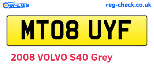 MT08UYF are the vehicle registration plates.