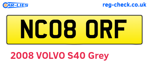 NC08ORF are the vehicle registration plates.