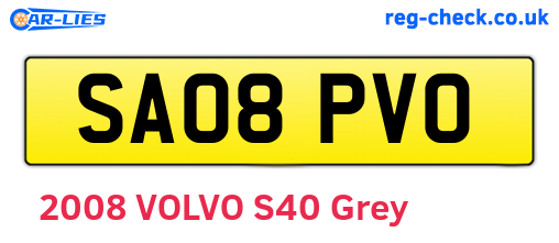 SA08PVO are the vehicle registration plates.
