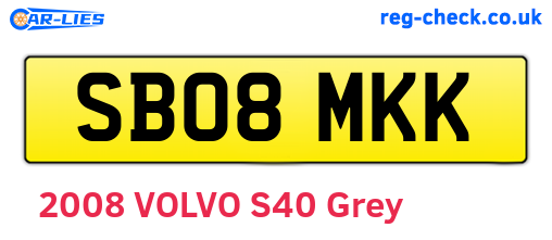 SB08MKK are the vehicle registration plates.