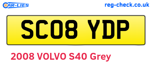 SC08YDP are the vehicle registration plates.
