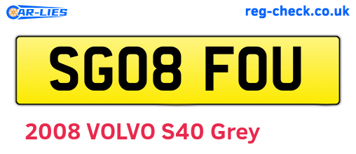 SG08FOU are the vehicle registration plates.