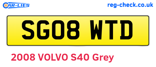 SG08WTD are the vehicle registration plates.
