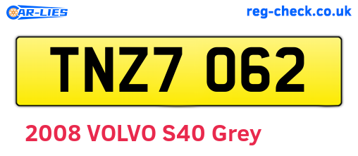 TNZ7062 are the vehicle registration plates.