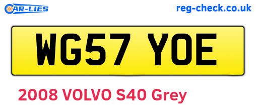 WG57YOE are the vehicle registration plates.
