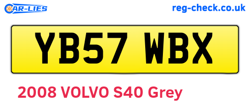 YB57WBX are the vehicle registration plates.