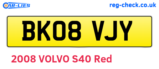 BK08VJY are the vehicle registration plates.