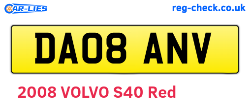DA08ANV are the vehicle registration plates.