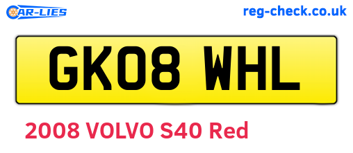 GK08WHL are the vehicle registration plates.