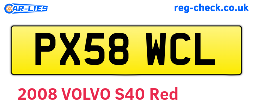 PX58WCL are the vehicle registration plates.