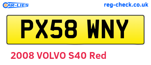 PX58WNY are the vehicle registration plates.