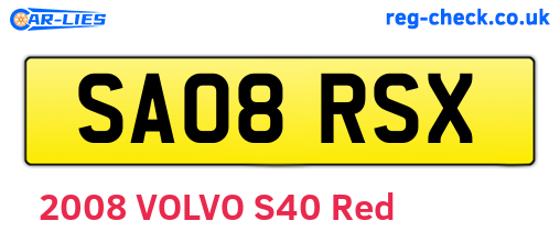 SA08RSX are the vehicle registration plates.