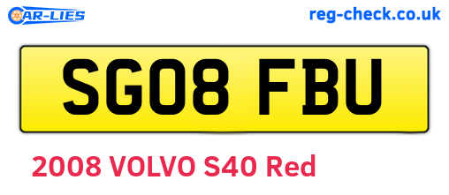 SG08FBU are the vehicle registration plates.