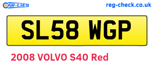 SL58WGP are the vehicle registration plates.
