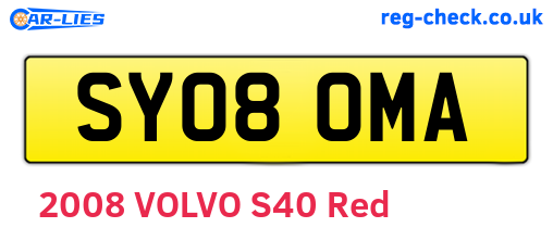 SY08OMA are the vehicle registration plates.