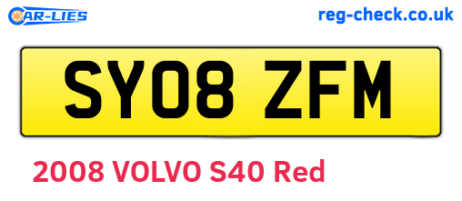 SY08ZFM are the vehicle registration plates.