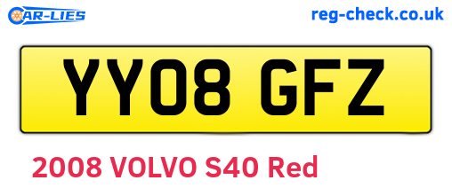 YY08GFZ are the vehicle registration plates.