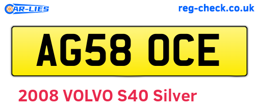 AG58OCE are the vehicle registration plates.