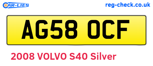 AG58OCF are the vehicle registration plates.