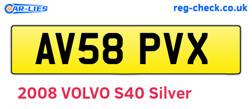 AV58PVX are the vehicle registration plates.
