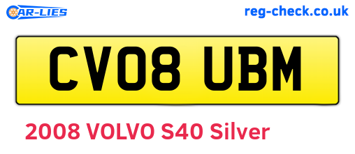CV08UBM are the vehicle registration plates.