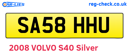 SA58HHU are the vehicle registration plates.