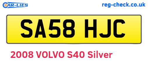 SA58HJC are the vehicle registration plates.