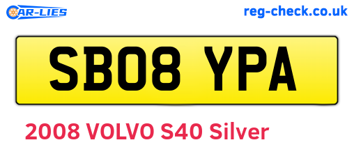 SB08YPA are the vehicle registration plates.