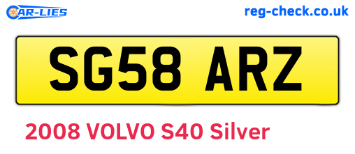 SG58ARZ are the vehicle registration plates.