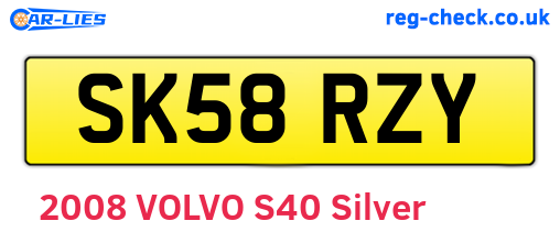 SK58RZY are the vehicle registration plates.