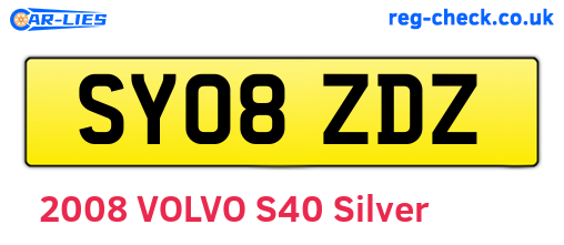 SY08ZDZ are the vehicle registration plates.