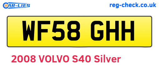 WF58GHH are the vehicle registration plates.