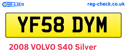 YF58DYM are the vehicle registration plates.