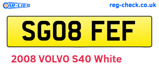 SG08FEF are the vehicle registration plates.