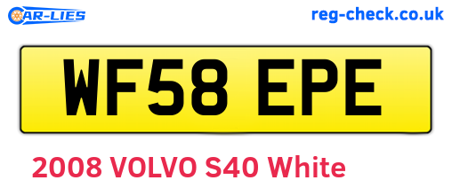 WF58EPE are the vehicle registration plates.