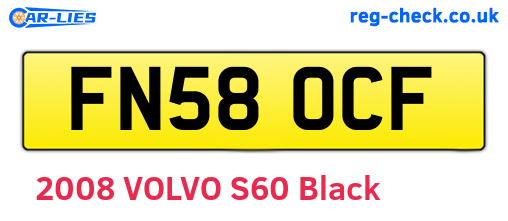 FN58OCF are the vehicle registration plates.