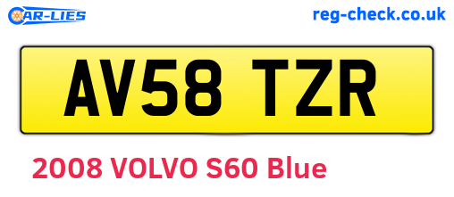 AV58TZR are the vehicle registration plates.