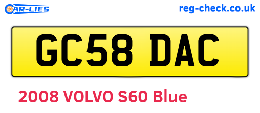 GC58DAC are the vehicle registration plates.