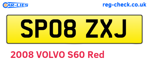 SP08ZXJ are the vehicle registration plates.