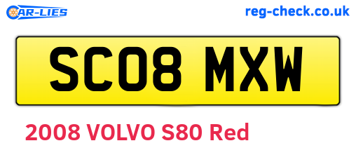 SC08MXW are the vehicle registration plates.