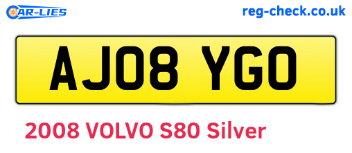 AJ08YGO are the vehicle registration plates.