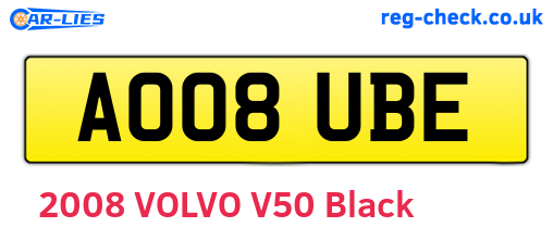 AO08UBE are the vehicle registration plates.