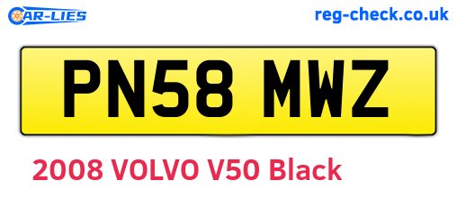 PN58MWZ are the vehicle registration plates.