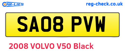 SA08PVW are the vehicle registration plates.