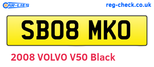 SB08MKO are the vehicle registration plates.
