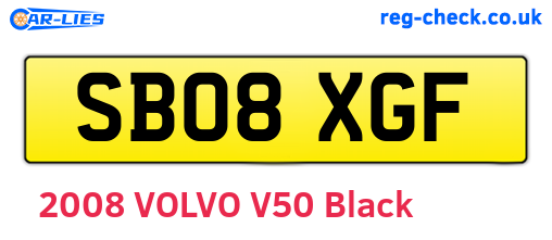 SB08XGF are the vehicle registration plates.